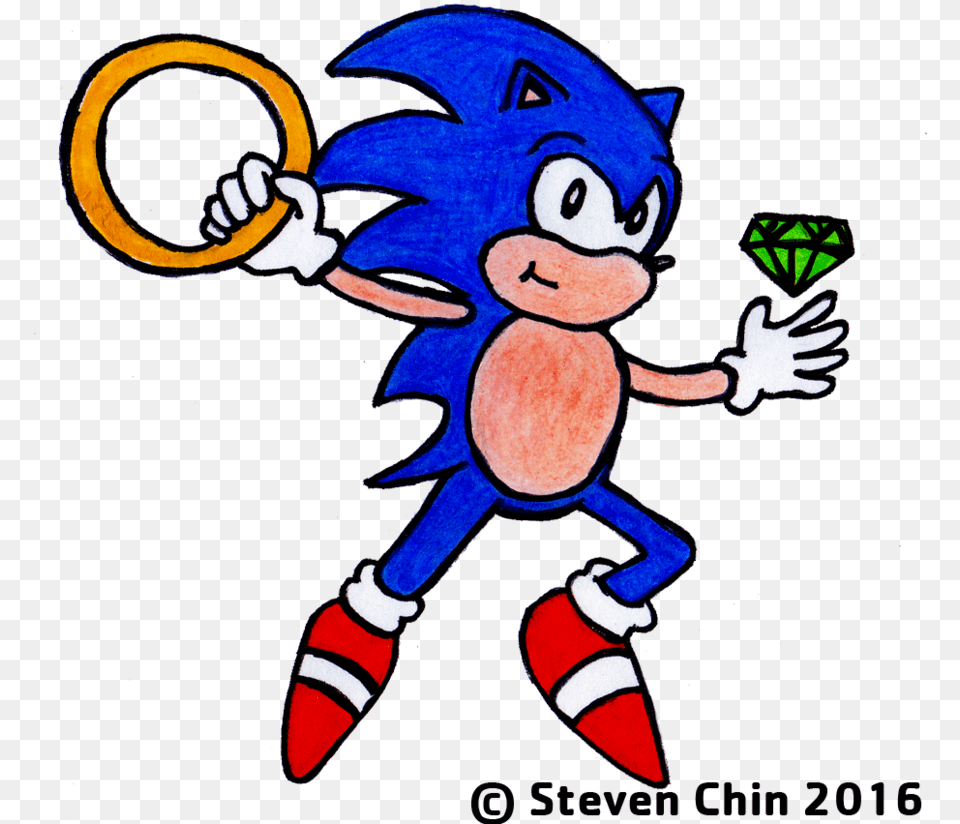 Sonic The Hedgehog Chaos Emerald And By, Baby, Person, Cartoon, Face Free Png Download