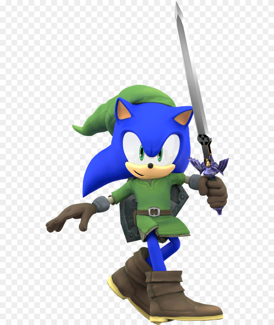 Sonic The Hero Of Time By Nibrocrock Sonic With Master Sword, Weapon, Baby, Person, Blade Free Png