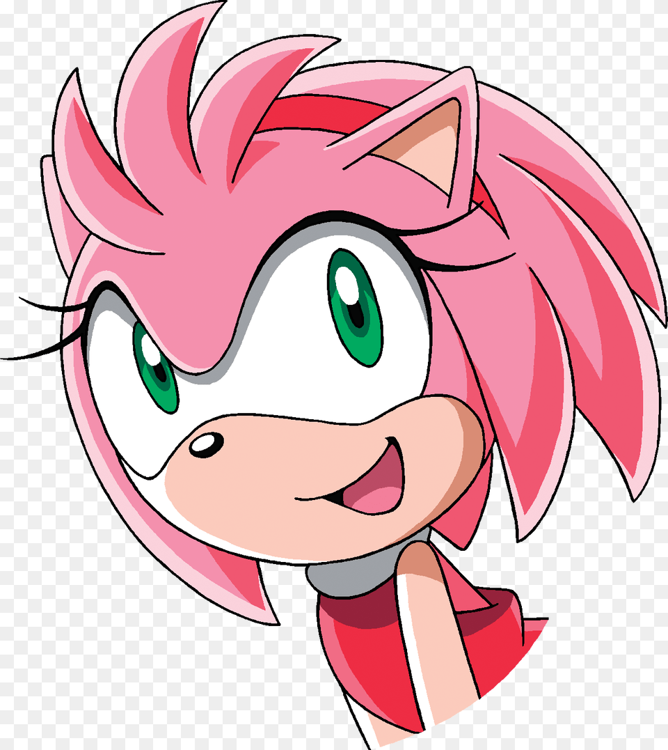 Sonic X Happy Amy Rose The Hedgehog Face, Book, Comics, Publication, Baby Free Png Download