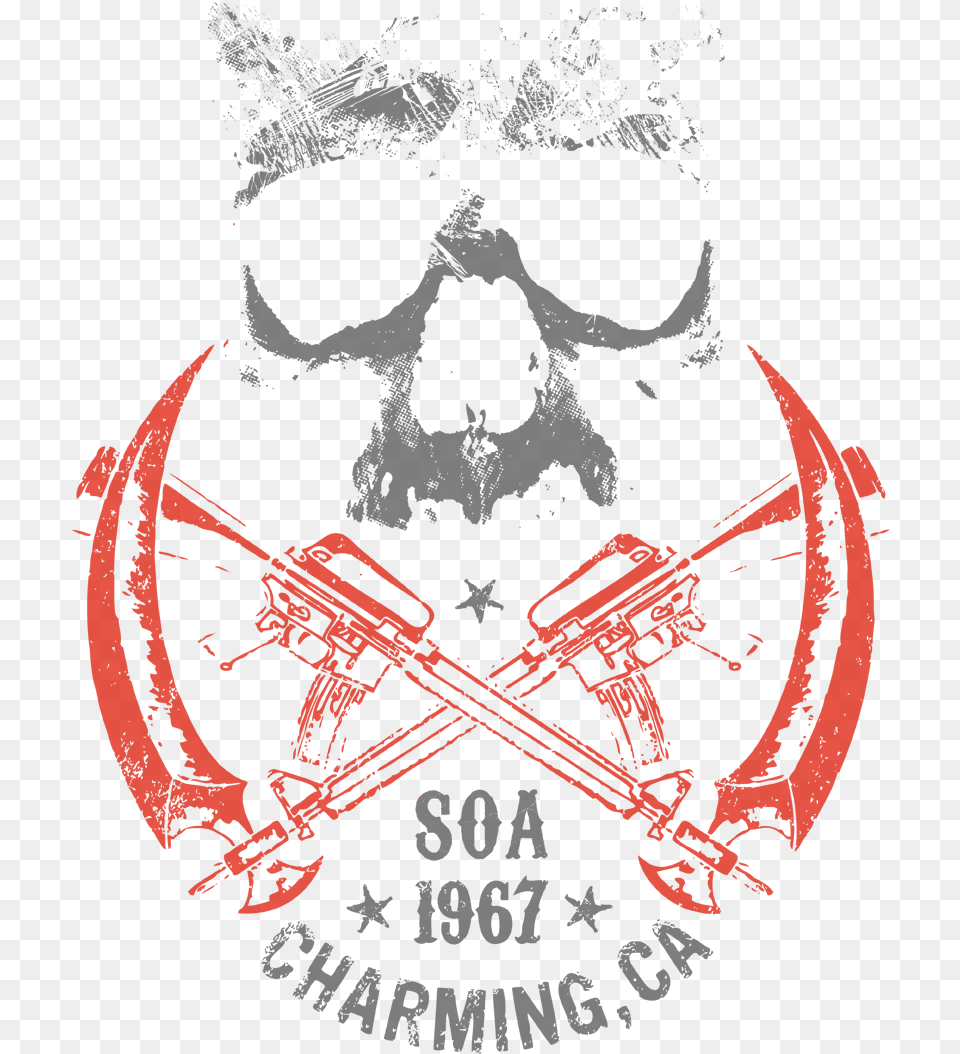 Sons Of Anarchy Cross Guns Men39s Ringer T Shirt Charming, Emblem, Symbol, Electronics, Hardware Free Png