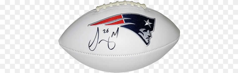 Sony Michel Autographed New England Patriots Logo Football New England Patriots, Ball, Rugby, Rugby Ball, Sport Png