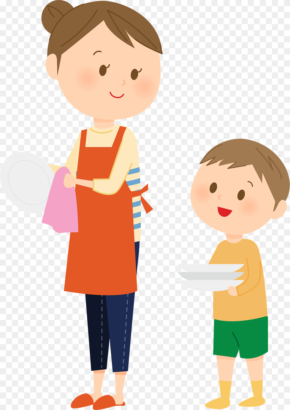 Sophia Mother And Son Are Washing Dishes Clipart, Baby, Cutlery, Person, Face Free Png Download