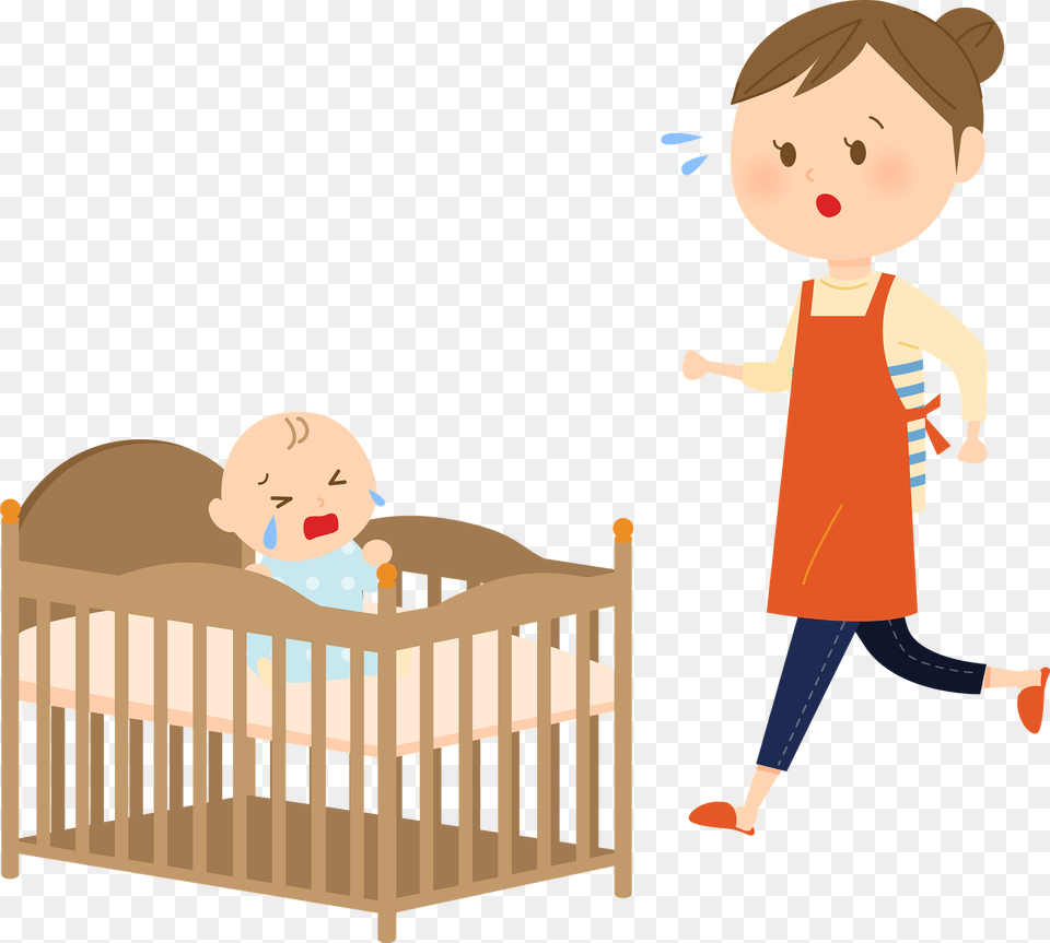 Sophia Mother Is Coming To Get Crying Baby Clipart, Crib, Furniture, Infant Bed, Person Png