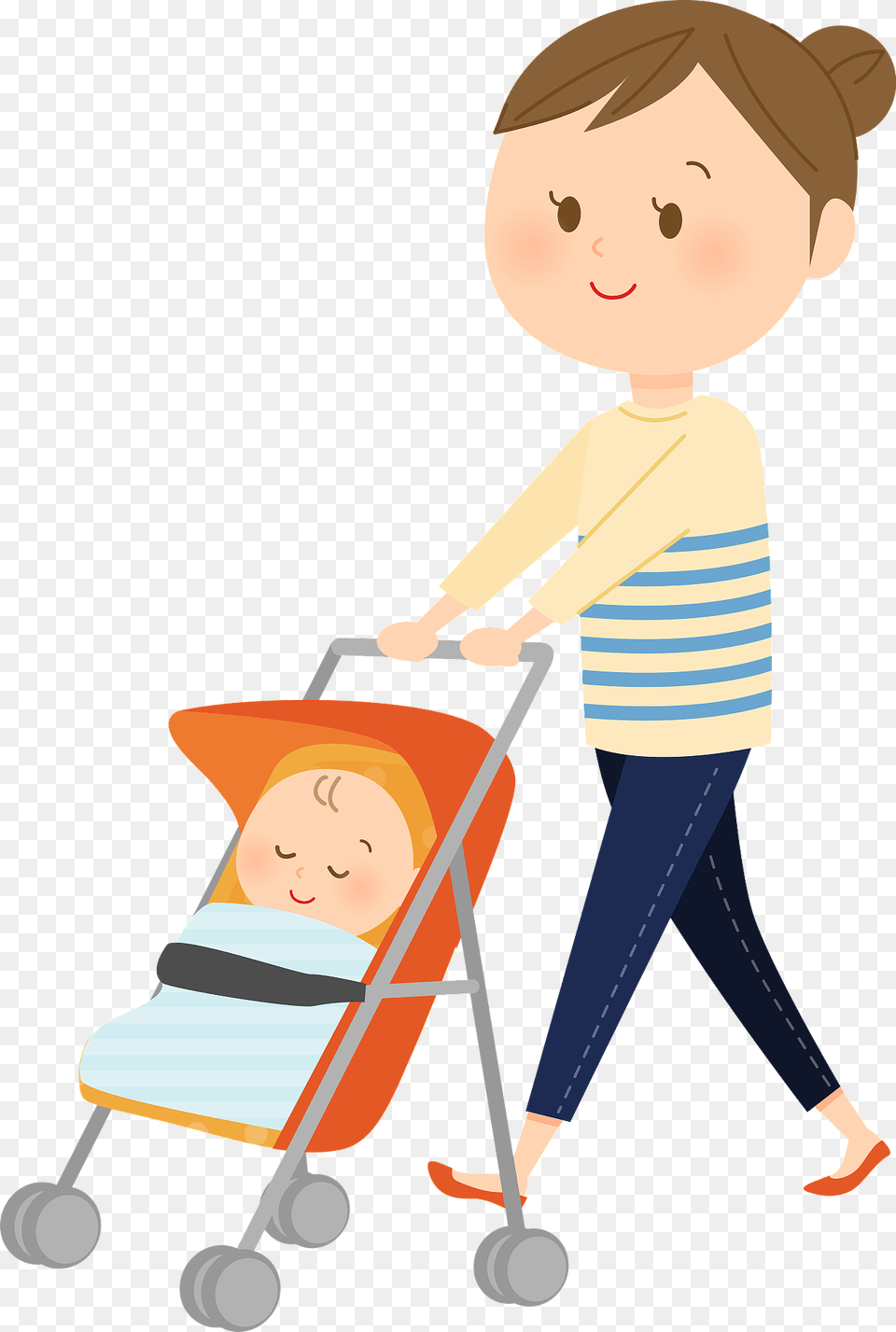 Sophia Mother Is Pushing Baby Stroller Clipart, Person, Walking, Face, Head Free Png Download