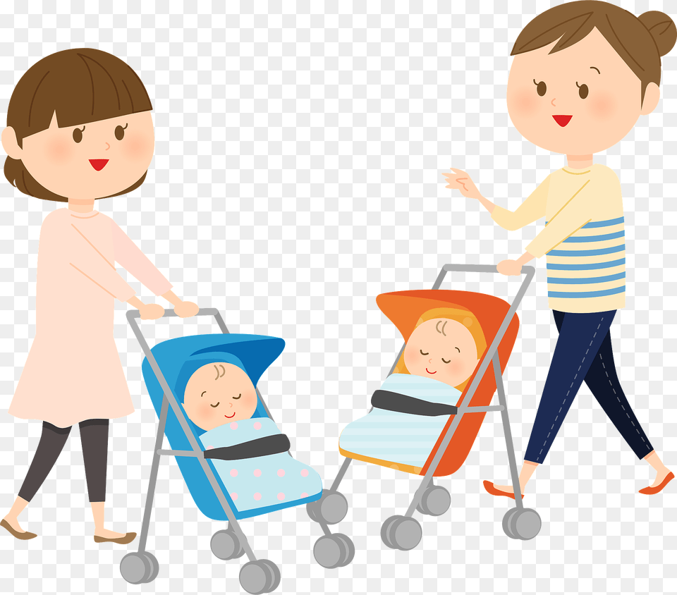 Sophia Mothers Are Pushing Babies In Strollers Clipart, Person, Baby, Face, Head Free Png Download