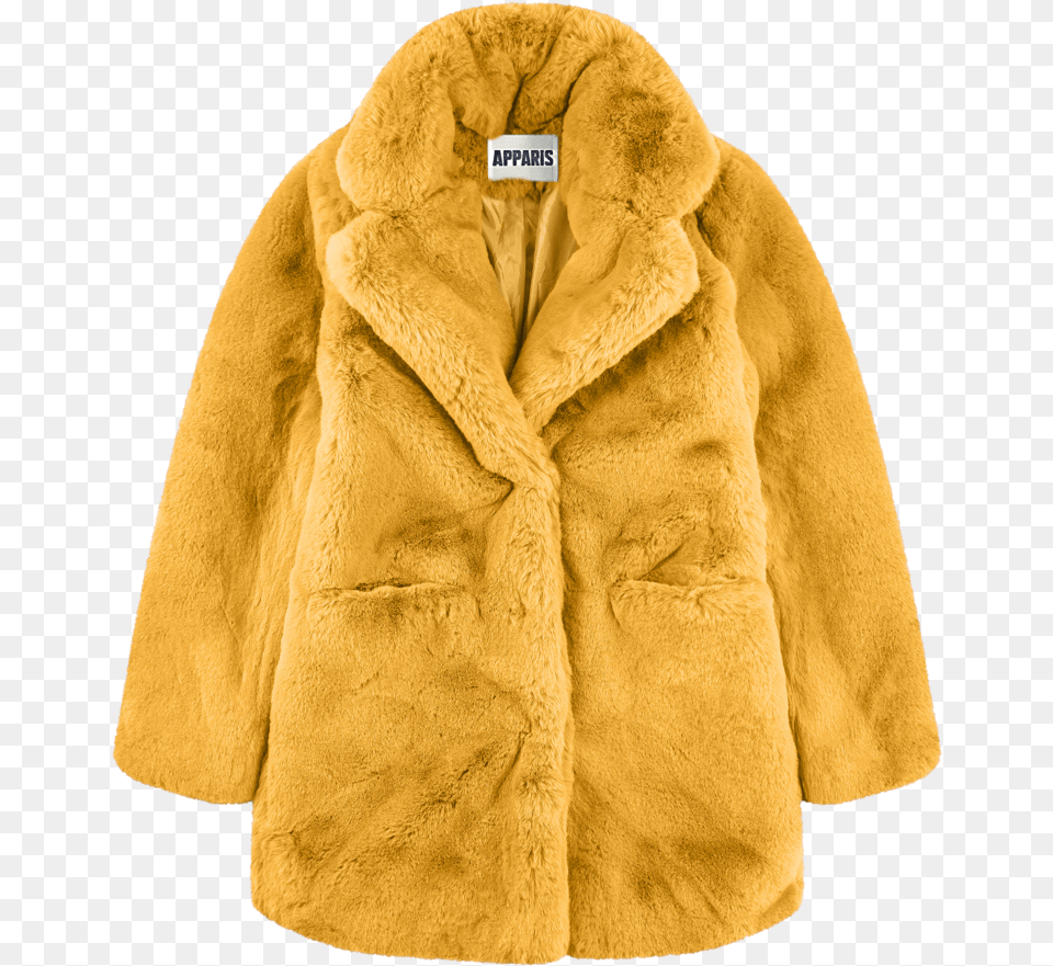 Sophie Mustard Faux Fur Coat Coat, Clothing, Fleece Free Transparent Png