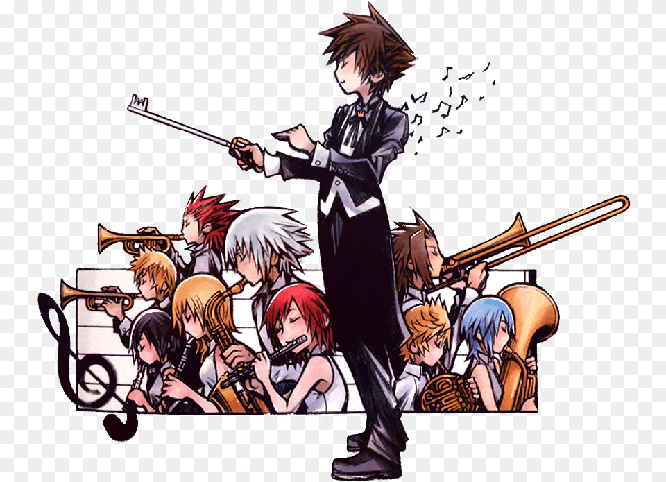 Sora Kairi Roxas Aqua Xion And 5 Kingdom Hearts Orchestra World Tour, Book, Comics, Publication, Manga Free Transparent Png