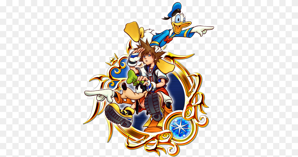 Sora U0026 Donald Goofy A Khux Wiki Kingdom Hearts Sora Donald Goofy, Book, Comics, Publication, Baby Png Image