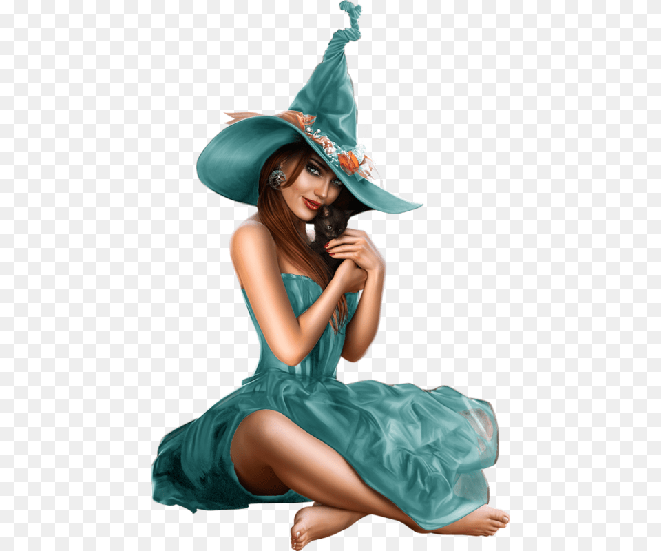 Sorci Re Tube Sitting Witch Transparent Background, Person, Clothing, Costume, Dress Free Png