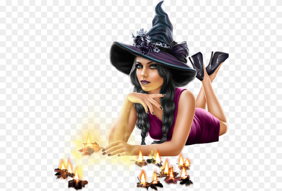 Sorcire Tube Halloween Sorcires, Adult, Person, Flame, Fire Free Png Download