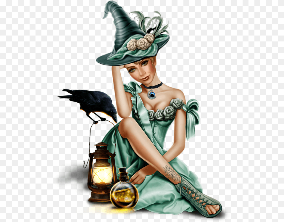 Sorcire Tube Halloween Strega Witch Illustration, Adult, Person, Lamp, Female Free Transparent Png