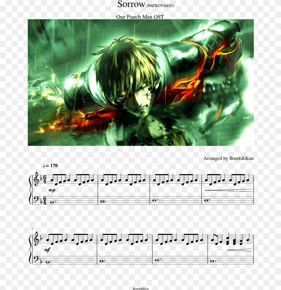 Sorrow Sheet Music Composed By Arranged By Bombampkou One Punch Man Sorrow Piano Sheet, Book, Comics, Publication, Person Free Png