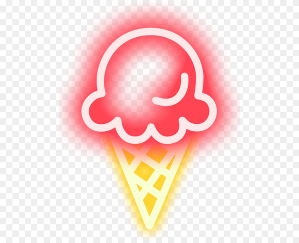 Sorvete Neon Neoneffect Morango Luz Remix Freedit Ice Cream Cone, Food, Sweets, Dessert, Ice Cream Free Transparent Png