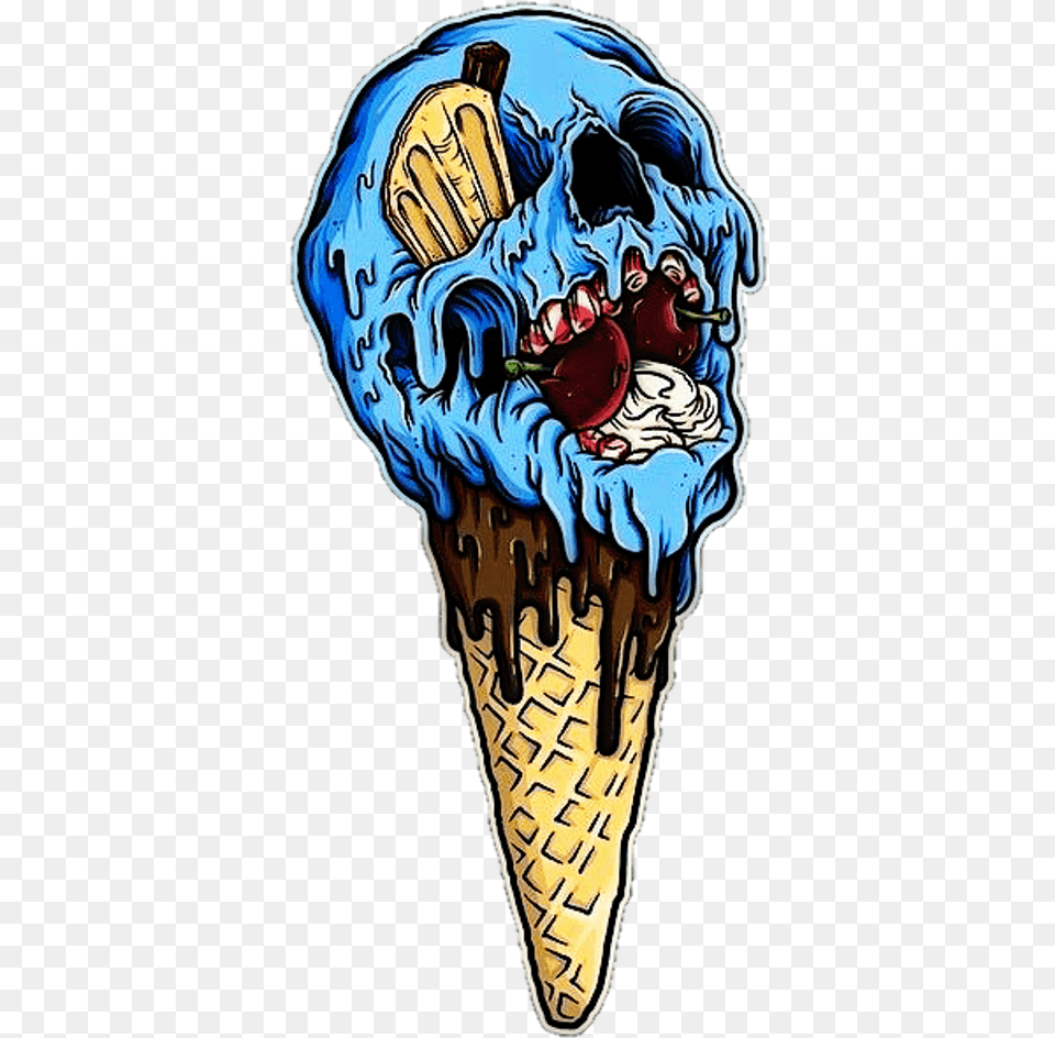 Sorvete Zombie Zombies Zombieapocalypse Sorvete Zumbi Ice Cream Cone Skull, Dessert, Food, Ice Cream, Person Free Png Download