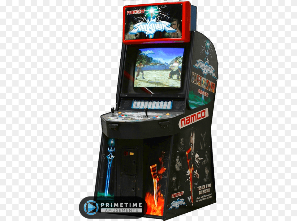 Soul Calibur Series Soul Calibur Arcade Cabinet, Arcade Game Machine, Game, Person, Monitor Png Image
