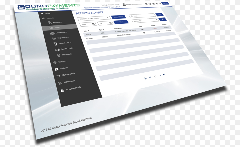 Sound Payments Banking Account Detail Screen Graphic Design, File, Computer, Electronics, Page Free Transparent Png