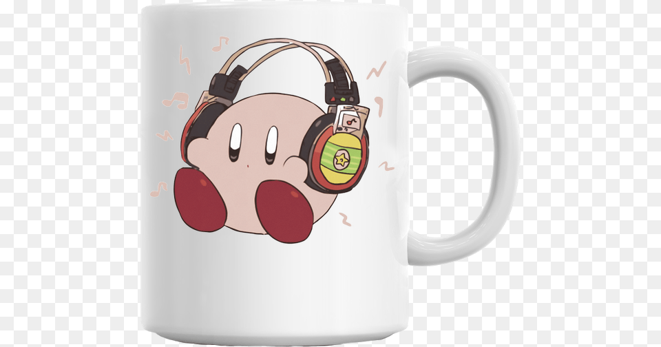 Sound Test Headphones Mug Kirby W Headphones, Electronics, Beverage, Coffee, Coffee Cup Png Image