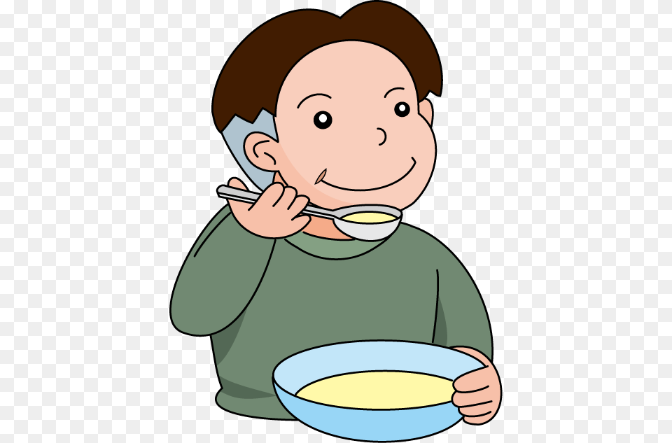 Soup Clipart The Cliparts Boy Eating Soup Clipart, Food, Cutlery, Meal, Bowl Free Png Download