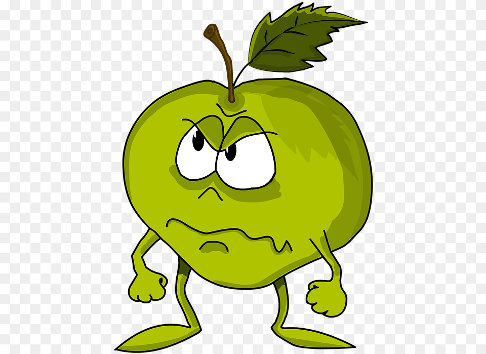 Sour Apple Cartoon, Green, Food, Fruit, Produce Free Png Download