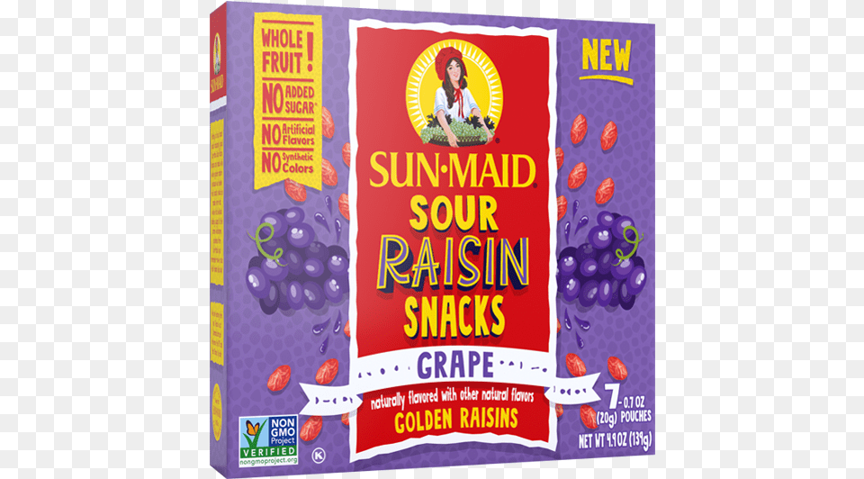 Sour Grape Sun Maid Sour Raisin Snacks, Adult, Person, Woman, Female Png