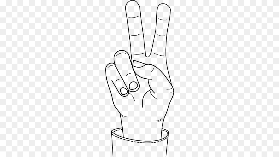 Source Hand Making Peace Sign Drawing, Gray Free Transparent Png
