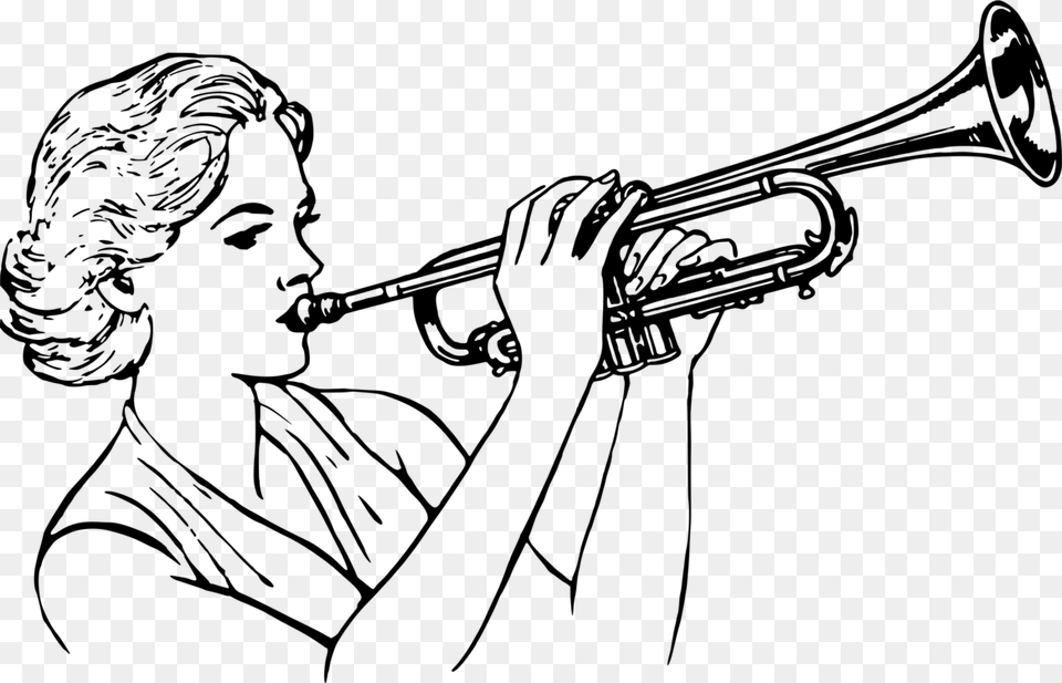 Sousaphone Drawing Musical Instrument Trumpets Black And White, Gray Free Png
