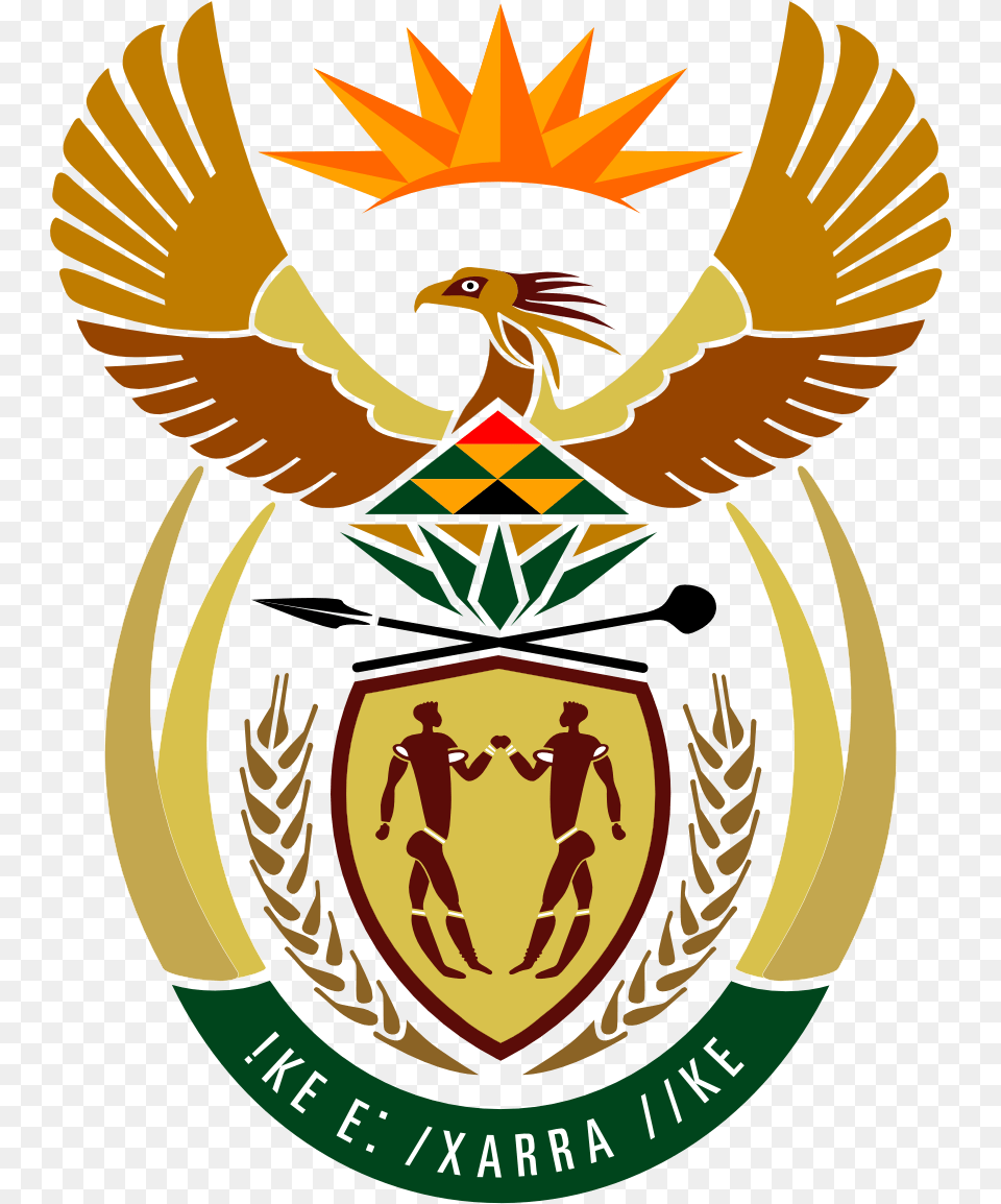 South African Coat Of Arms, Symbol, Emblem, Person, Man Free Png