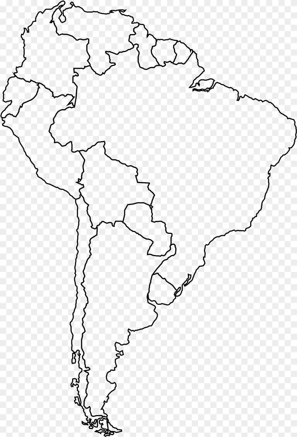 South America Map, Gray Png