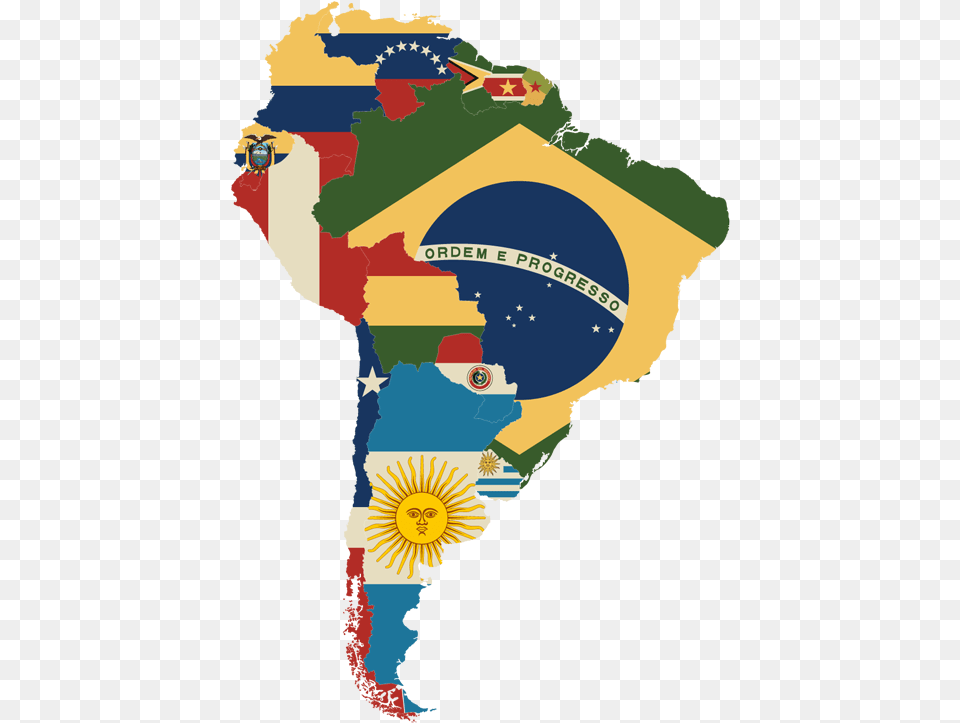South America Map With Flags Mapa De America Del Sur Con Banderas, Art, Graphics, Painting, Face Free Png Download