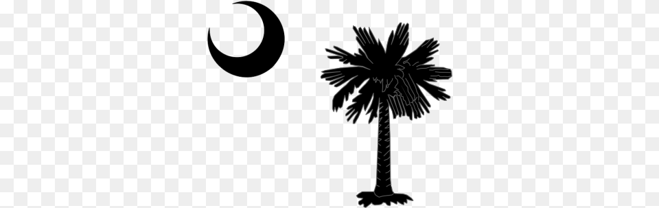 South Carolina State Flag Palmetto And Crescent Moon South Carolina Flag, Palm Tree, Plant, Silhouette, Tree Free Png Download