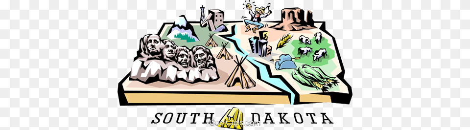 South Dakota Vignette Map Royalty Vector Clip Art, Book, Comics, Publication, Baby Free Transparent Png