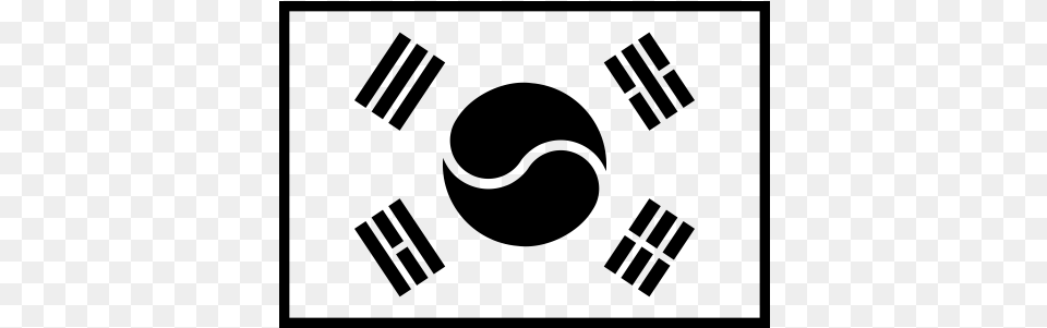 South Korea Flag Black And White, Gray Png Image