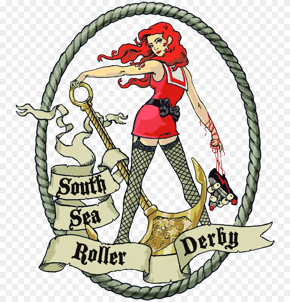 South Sea Roller Derby Beware Here Be Roller Girls, Adult, Person, Female, Woman Png Image