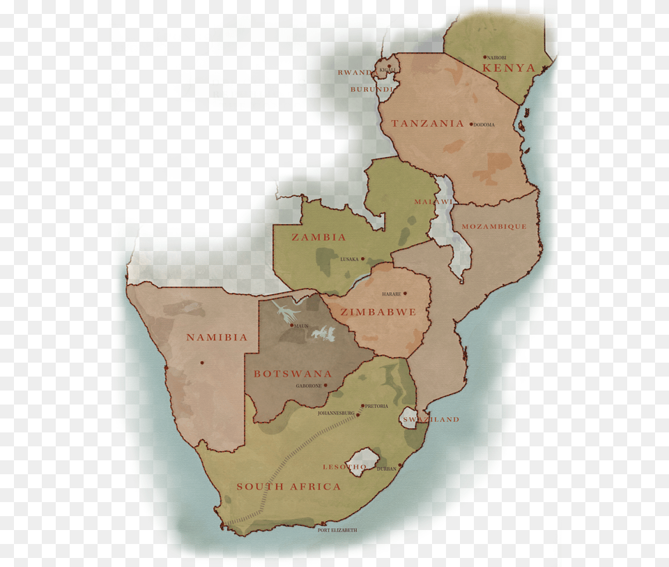 Southern Africa Safari Destinations Map Atlas, Plot, Chart, Diagram, Person Free Transparent Png