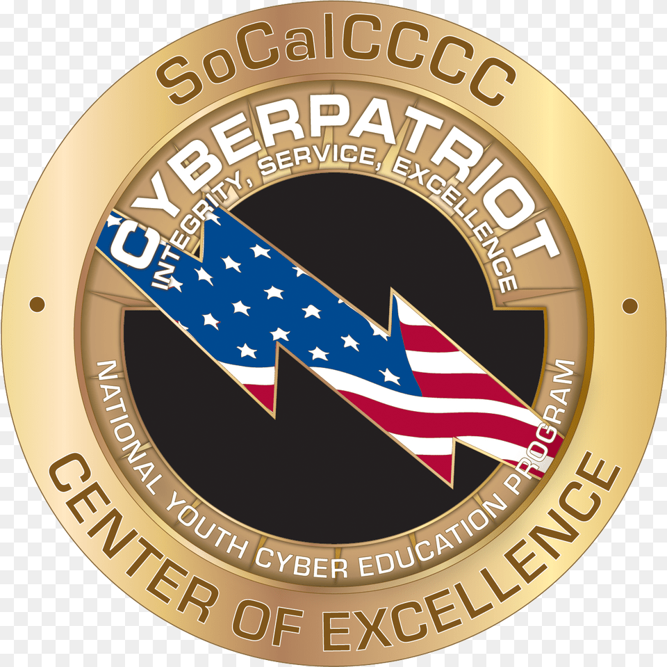 Southern California Cybersecurity Cyber Patriot, Badge, Gold, Logo, Symbol Png Image