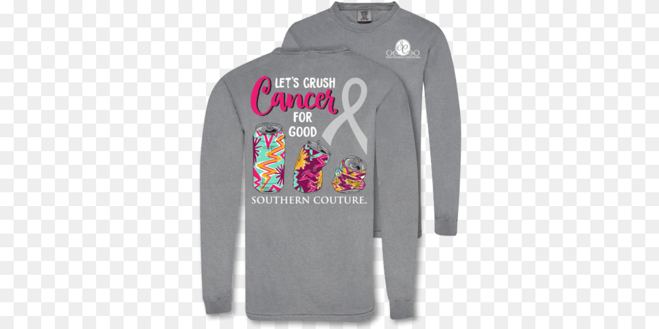 Southern Couture Crush Cancer Comfort Colors Long Sleeve T Shirt, Long Sleeve, Clothing, Knitwear, Sweater Free Transparent Png