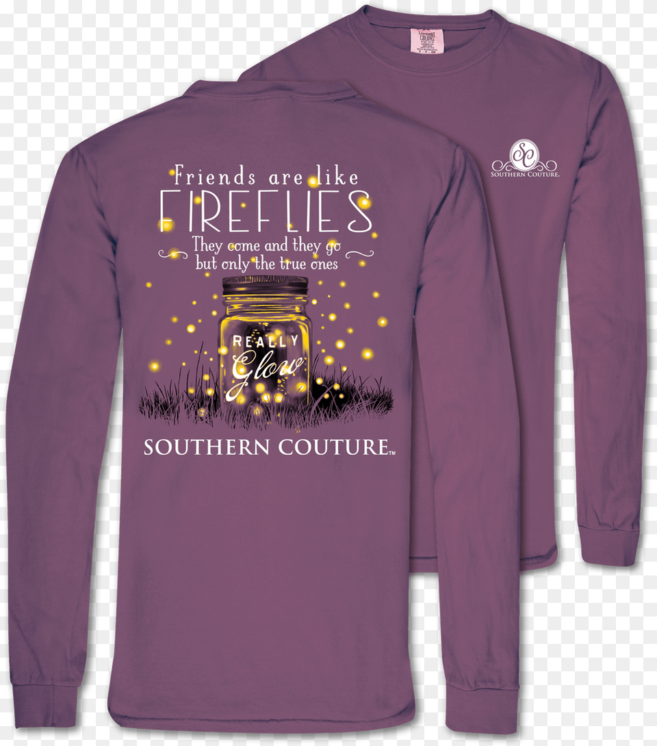 Southern Couture Friends Like Fireflies Berry Ls, Clothing, Long Sleeve, Shirt, Sleeve Free Png