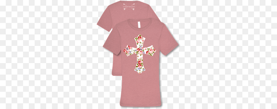 Southern Couture Lightheart Floral Cross Christian T Shirt, Clothing, Symbol, T-shirt, Applique Free Png