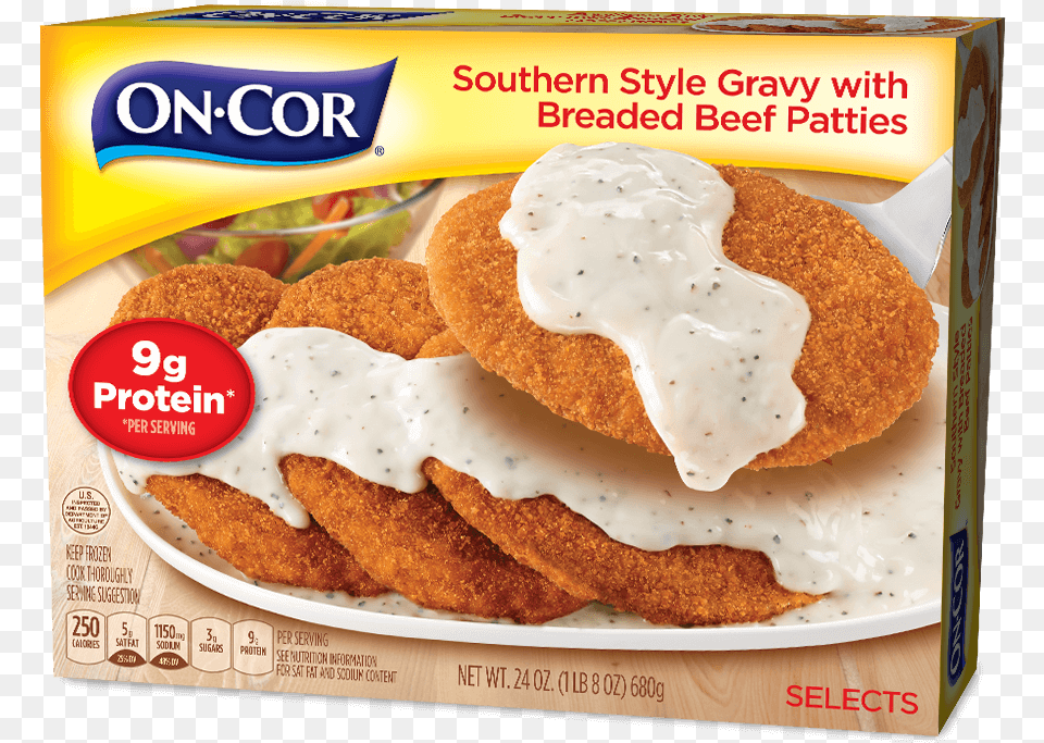 Southern Style Gravy With Breaded Beef Patties Encore Frozen Dinners, Food, Fried Chicken, Bread, Nuggets Free Png