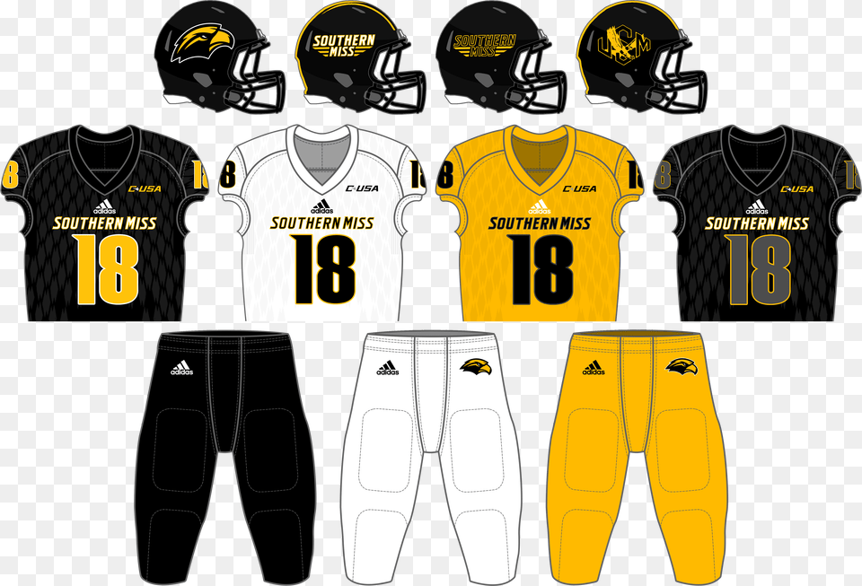 Southernmiss Fb Unis 2018 Southern Miss Golden Eagles 2019, Clothing, Shirt, Helmet, People Png