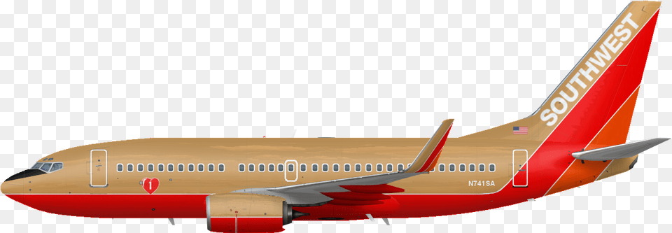Southwest Airlines Boeing 737 Southwest Airlines Desert Gold, Aircraft, Airliner, Airplane, Transportation Free Png