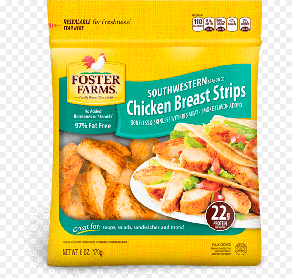 Southwestern Seasoned Chicken Breast Strips Foster Farms Grilled Chicken Breast Strips, Food, Lunch, Meal, Advertisement Free Png Download