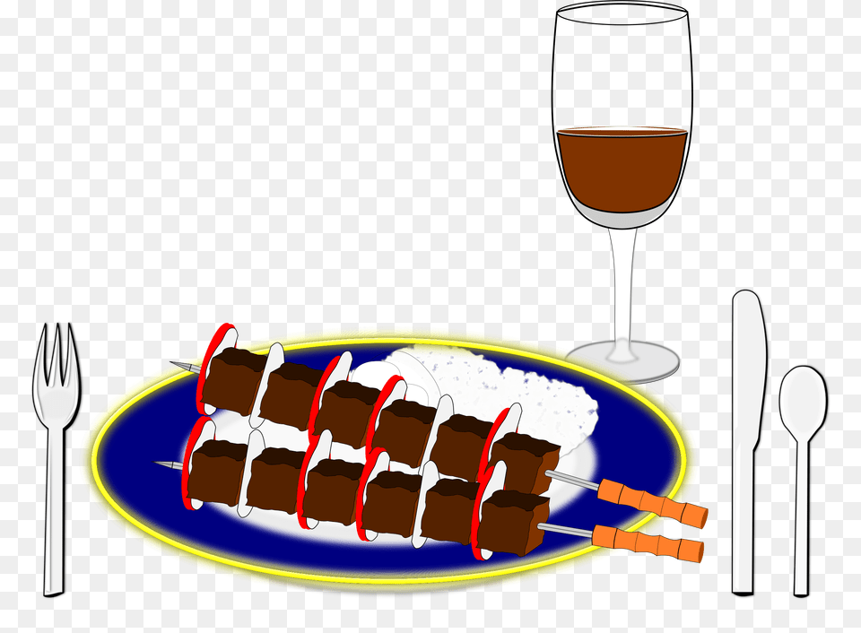 Souvlaki Dinner Vector Clipart Image, Cutlery, Fork, Glass, Tool Free Png Download