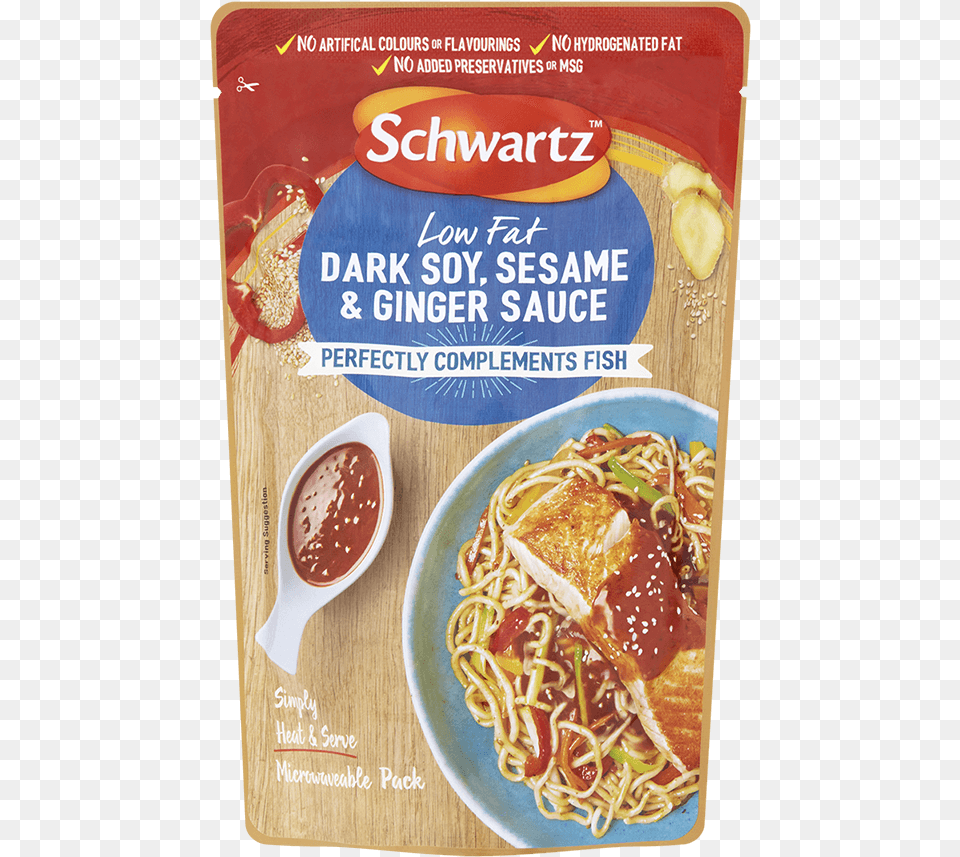 Soy Sesame Ginger Schwartz Sauces For Fish, Food, Noodle, Advertisement, Pasta Free Png