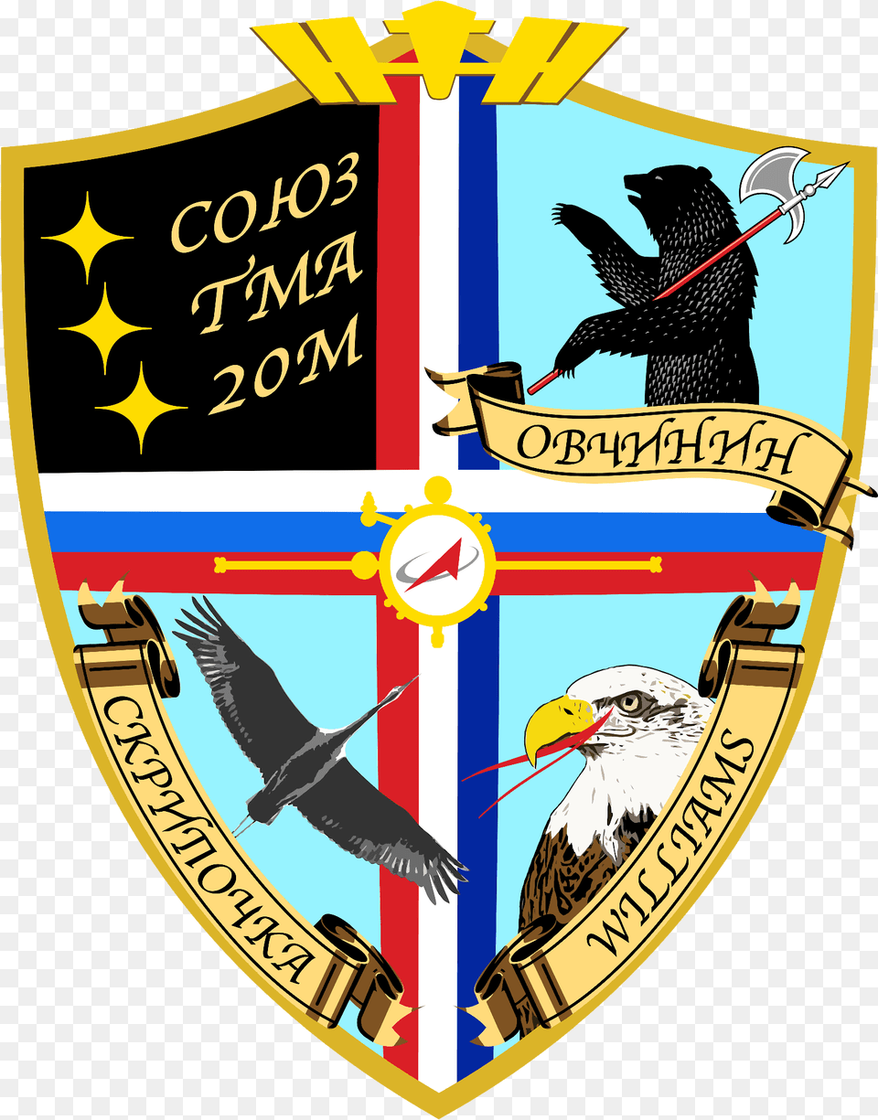Soyuz Tma 20m Mission Patch Emblem, Animal, Bird, Armor, Shield Free Png Download