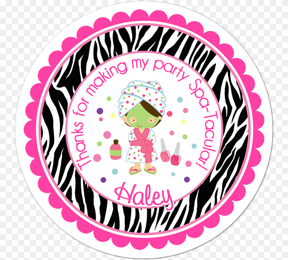 Spa Party Wide Zebra Print Border Personalized Sticker Spa Para, Person, People, Food, Baby Png Image