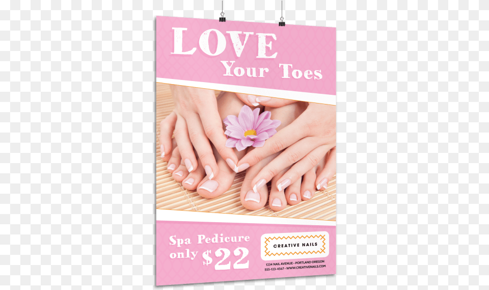 Spa Promo Pedicure Poster Template Preview Creative Spa Posters, Person, Body Part, Hand, Nail Png Image