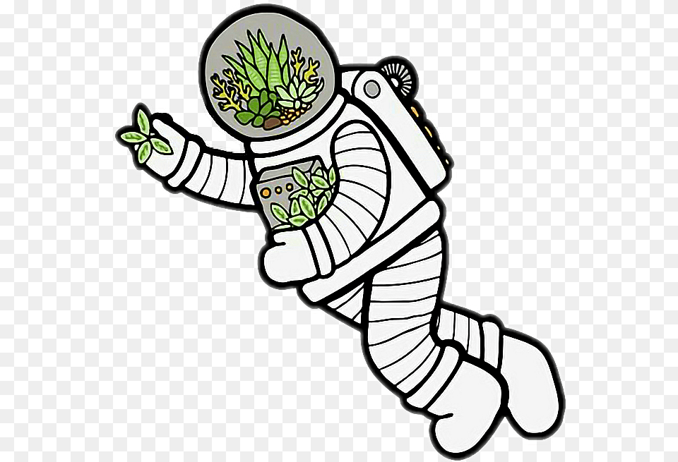 Space Astronaut Plant Leaf Plants Spaceman Outer Aesthetic Space Stickers, Art, Baby, Person, Drawing Png
