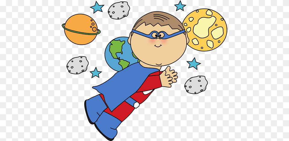Space Clip Art Boy Flying In Space Clip Art Superhero Boy, Baby, Person, Face, Head Free Png Download