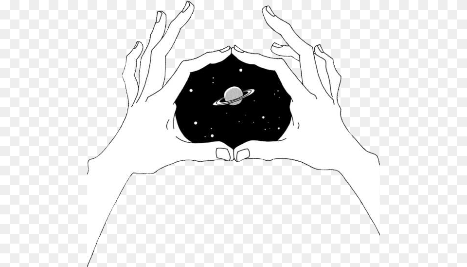 Space In Hand Drawing, Stencil, Person, Silhouette, Cutlery Free Transparent Png